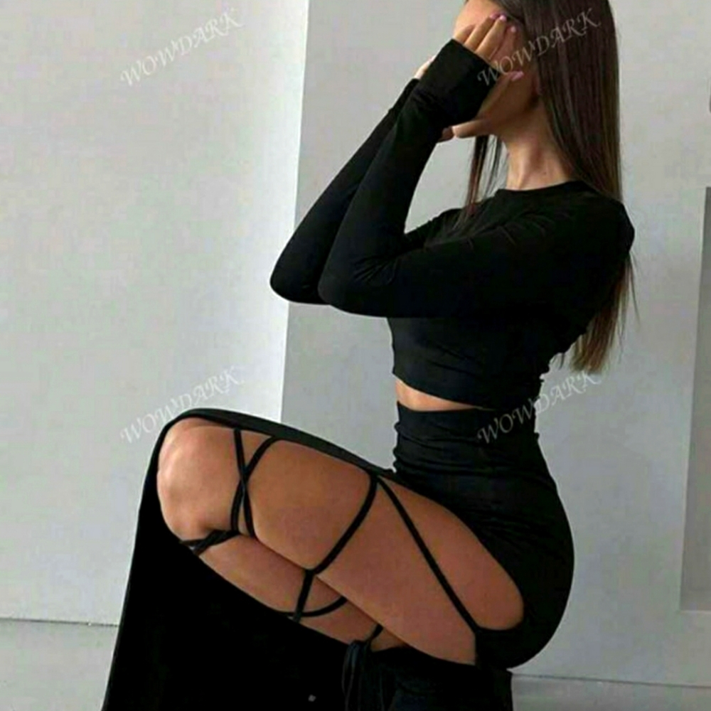 Lace-up Skirt/Crop Top Set